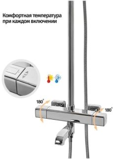 Душевая система с термостатом Grocenberg GB7005 Хром